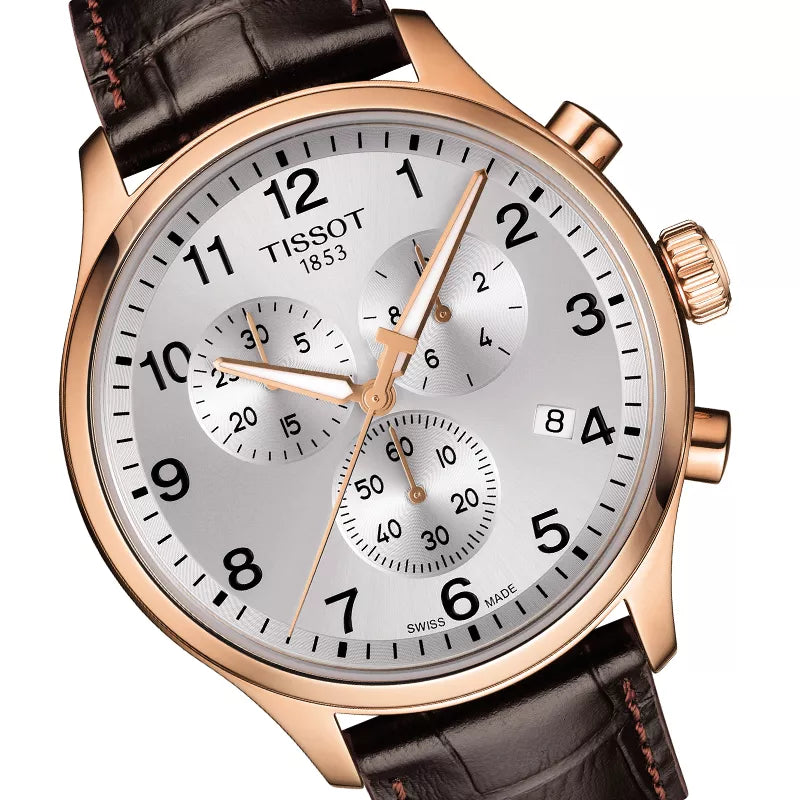 Shop Authentic Tissot Chrono XL Classic Silver Dial Brown Leather Strap Watch For Men - T116.617.36.037.00 - Luxxuri
