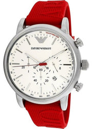  Shop Authentic Emporio Armani Luigi Chronograph White Dial Red Rubber Strap Watch For Men - AR11021 - Luxxuri