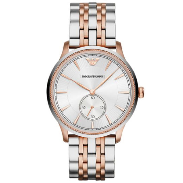 Shop Authentic Emporio Armani Classic Silver Dial Two Tone Steel Strap Watch For Men - AR1839 - Luxxuri