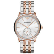  Shop Authentic Emporio Armani Classic Silver Dial Two Tone Steel Strap Watch For Men - AR1839 - Luxxuri