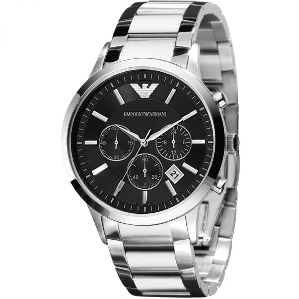  Shop Authentic Emporio Armani Classic Chronograph Black Dial Silver Steel Strap Watch For Men - AR2434 - Luxxuri