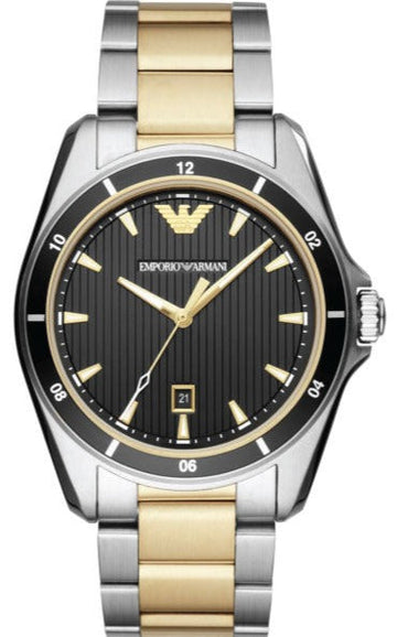  Shop Authentic Emporio Armani Quartz Black Dial Two Tone Steel Strap Watch For Men - AR80017 - Luxxuri