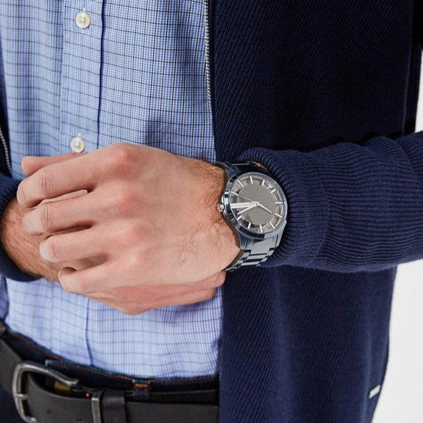  Shop Authentic Armani Exchange Hampton Skeleton Grey Dial Blue Steel Strap Watch For Men - AX2401 - Luxxuri