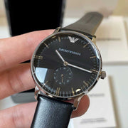  Shop Authentic Emporio Armani Gianni Quartz Black Dial Black Leather Strap Watch For Men - AR0382 - Luxxuri