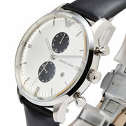  Shop Authentic Emporio Armani Gianni White Dial Black Leather Strap Watch For Men - AR0385 - Luxxuri