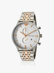  Shop Authentic Emporio Armani Chronograph White Dial Two Tone Steel Strap Watch For Men - AR0399 - Luxxuri