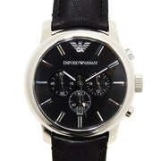  Shop Authentic Emporio Armani Classic Chronograph Black Dial Black Leather Strap Watch For Men - AR0431 - Luxxuri