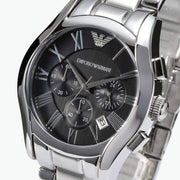  Shop Authentic Emporio Armani Valente Chronograph Black Dial Silver Stainless Steel Watch For Men - AR0673 - Luxxuri