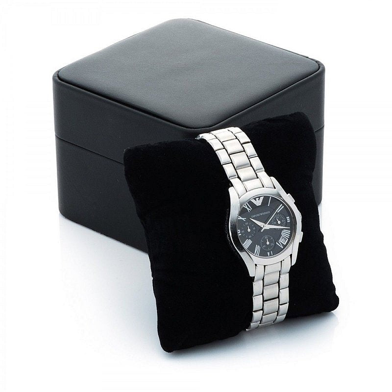  Shop Authentic Emporio Armani Velente Chronograph Black Dial Silver Steel Strap Watch For Women - AR0674 - Luxxuri