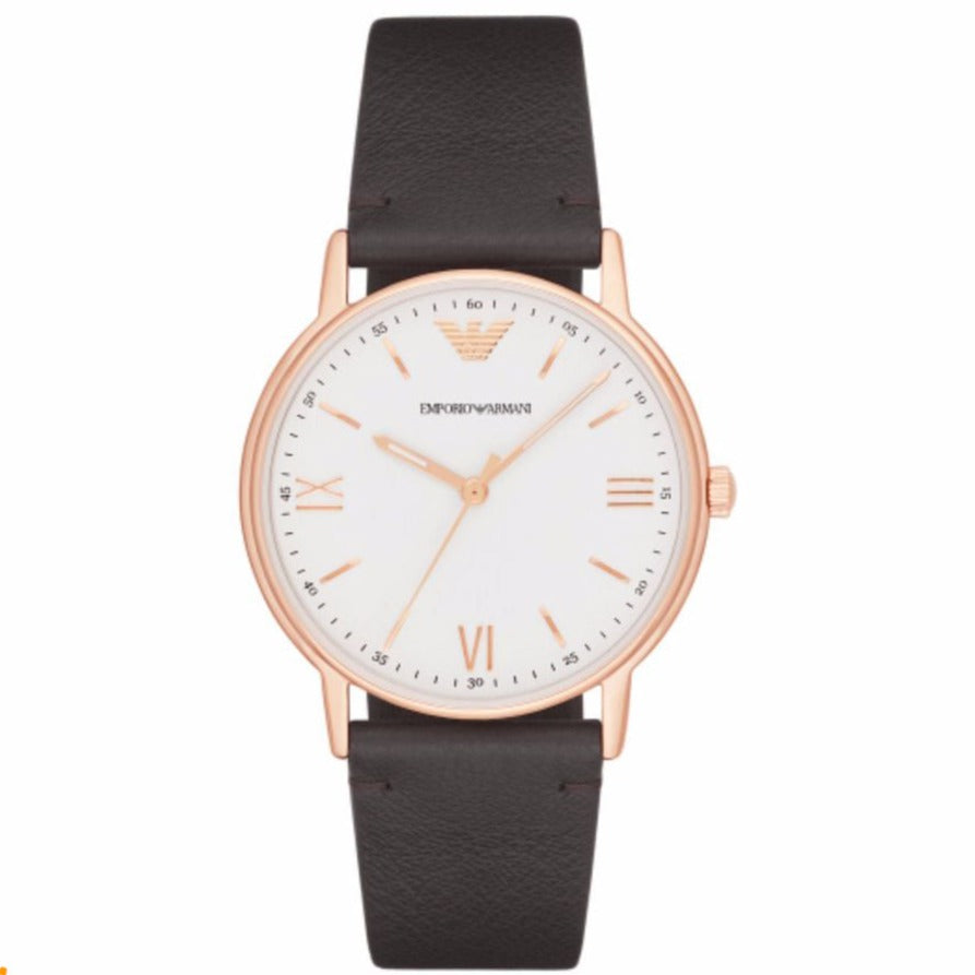  Shop Authentic Emporio Armani Dress Quartz White Dial Brown Leather Strap Watch For Men - AR11011 - Luxxuri