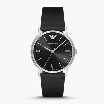  Shop Authentic Emporio Armani Kappa Analog Quartz Black Dial Black Leather Strap Watch For Men - AR11013 - Luxxuri