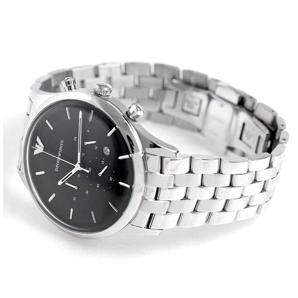  Shop Authentic Emporio Armani Chronograph Black Dial Silver Steel Strap Watch For Men - AR11017 - Luxxuri