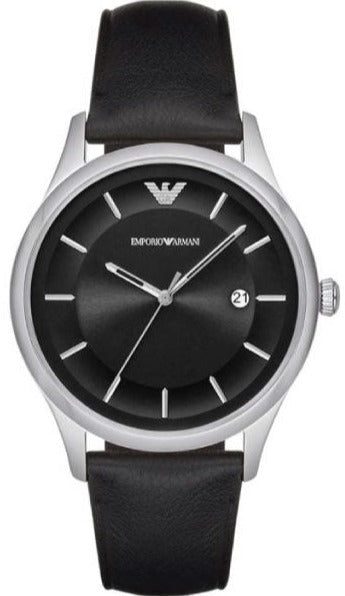  Shop Authentic Emporio Armani Lambda Classic Quartz Black Dial Black Leather Strap Watch For Men - AR11020 - Luxxuri