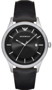  Shop Authentic Emporio Armani Lambda Classic Quartz Black Dial Black Leather Strap Watch For Men - AR11020 - Luxxuri