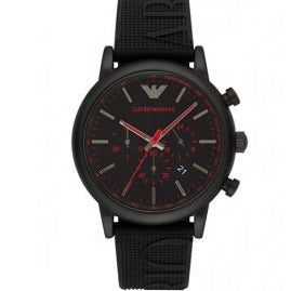  Shop Authentic Emporio Armani Luigi Chronograph Black Dial Black Rubber Strap Watch For Men - AR11024 - Luxxuri