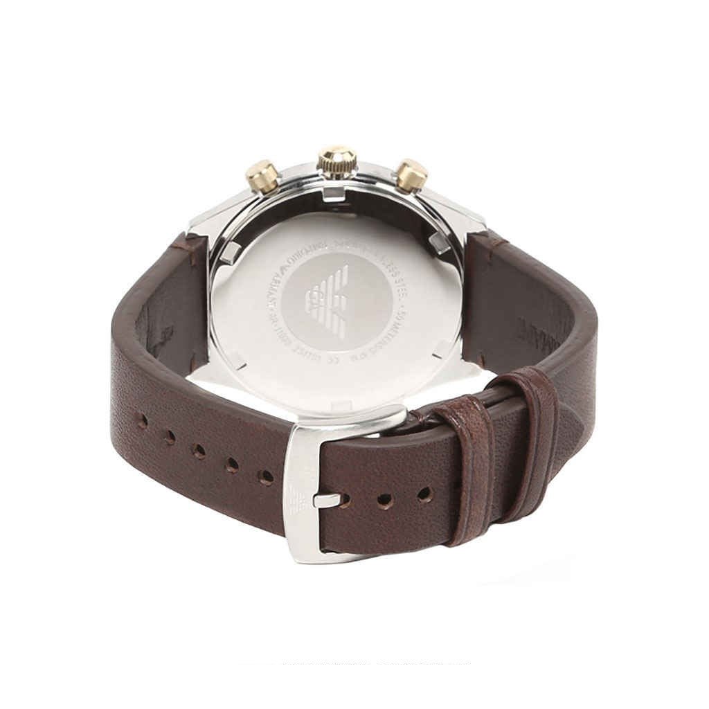  Shop Authentic Emporio Armani Chronograph White Dial Brown Leather Strap Watch For Men - AR11033 - Luxxuri