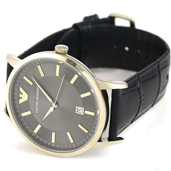  Shop Authentic Emporio Armani Renato Quartz Grey Dial Black Leather Strap Watch For Men - AR11049 - Luxxuri