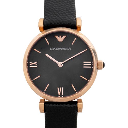  Shop Authentic Emporio Armani Gianni T Bar Black Mother of Pearl Dial Black Leather Strap Watch For Women - AR11060 - Luxxuri