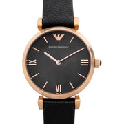  Shop Authentic Emporio Armani Gianni T Bar Black Mother of Pearl Dial Black Leather Strap Watch For Women - AR11060 - Luxxuri