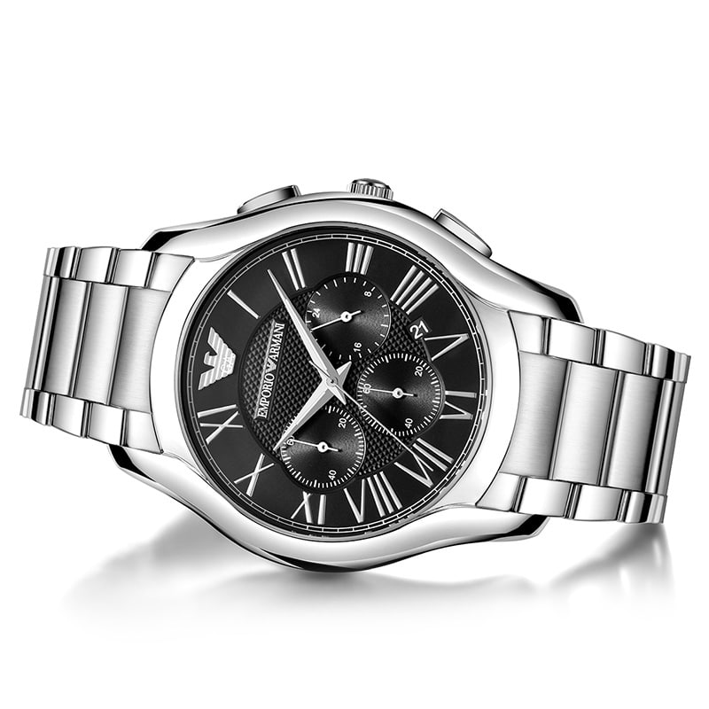  Shop Authentic Emporio Armani Valente Chronograph Quartz Black Dial Silver Steel Strap Watch For Men - AR11083 - Luxxuri