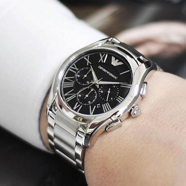  Shop Authentic Emporio Armani Valente Chronograph Quartz Black Dial Silver Steel Strap Watch For Men - AR11083 - Luxxuri