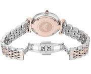  Shop Authentic Emporio Armani Gianni T Bar Crystal Blue Dial Two Tone Steel Strap Watch For Women - AR11092 - Luxxuri