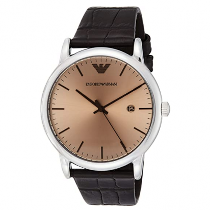  Shop Authentic Emporio Armani Luigi Analog Bronze Dial Brown Leather Strap Watch For Men - AR11096 - Luxxuri