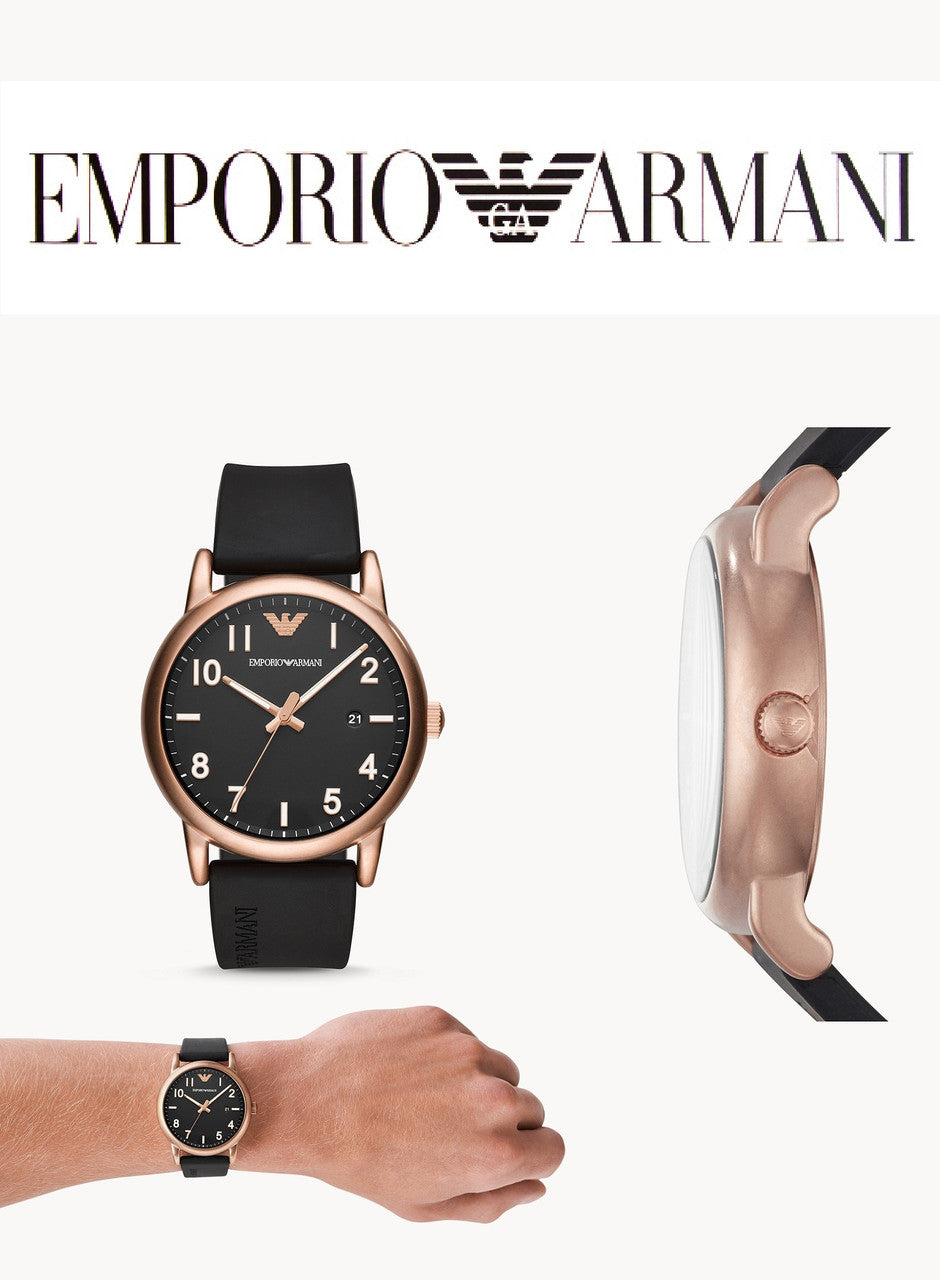  Shop Authentic Emporio Armani Luigi Quartz Black Dial Black Rubber Strap Watch For Men - AR11097 - Luxxuri
