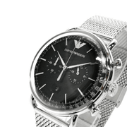 Shop Authentic Emporio Armani Chronograph Black Dial Silver Mesh Bracelet Watch For Men - AR11104 - Luxxuri