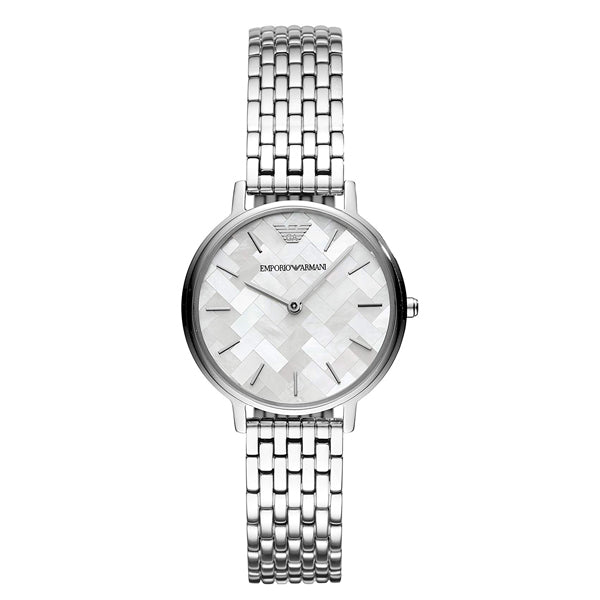  Shop Authentic Emporio Armani Mother of Pearl Dial Silver Steel Strap Watch For Women - AR11112 - Luxxuri