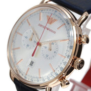  Shop Authentic Emporio Armani Aviator Silver Dial Blue Leather Strap Watch For Men - AR11123 - Luxxuri
