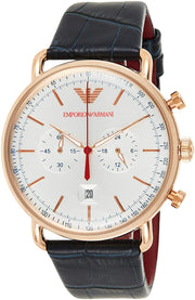 Shop Authentic Emporio Armani Aviator Silver Dial Blue Leather Strap Watch For Men - AR11123 - Luxxuri
