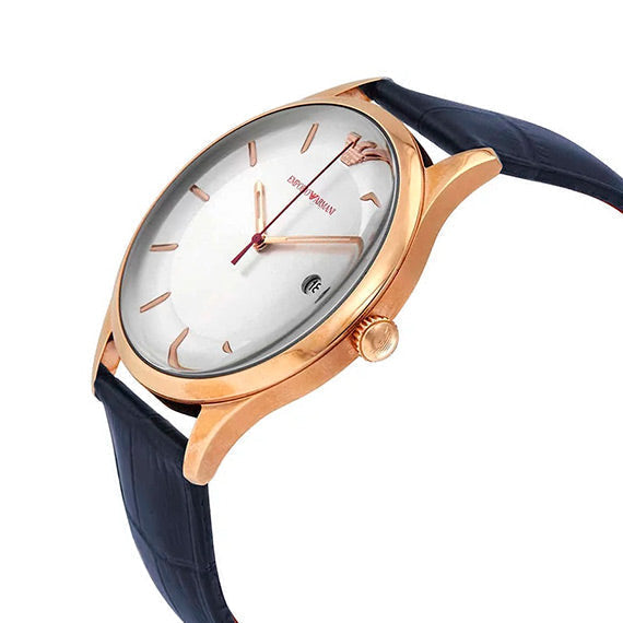  Shop Authentic Emporio Armani Classic Silver Dial Blue Leather Strap Watch For Men - AR11131 - Luxxuri
