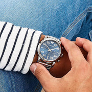 Shop Authentic Emporio Armani Luigi Chronograph Blue Dial Silver Steel Strap Watch For Men - AR11132 - Luxxuri
