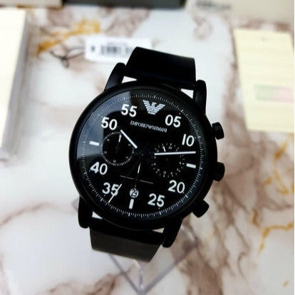  Shop Authentic Emporio Armani Luigi Chronograph Black Dial Black Leather Strap Watch For Men - AR11133 - Luxxuri