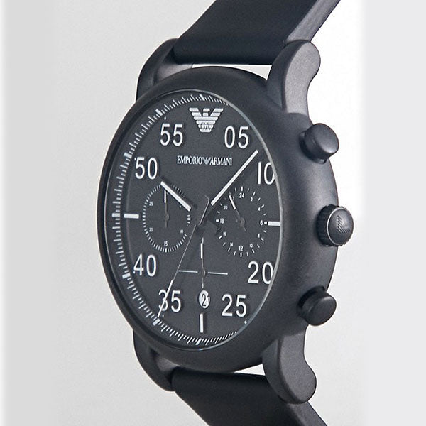  Shop Authentic Emporio Armani Luigi Chronograph Black Dial Black Leather Strap Watch For Men - AR11133 - Luxxuri
