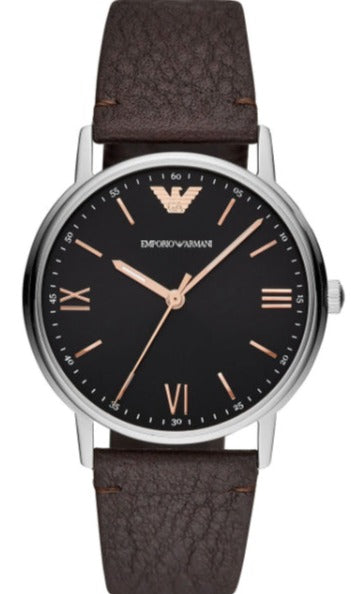  Shop Authentic Emporio Armani Kappa Quartz Black Dial Brown Leather Strap Watch For Men - AR11153 - Luxxuri