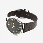  Shop Authentic Emporio Armani Kappa Quartz Black Dial Brown Leather Strap Watch For Men - AR11153 - Luxxuri