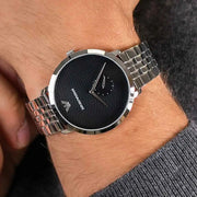  Shop Authentic Emporio Armani Classic Quartz Black Dial Silver Steel Strap Watch For Men - AR11161 - Luxxuri