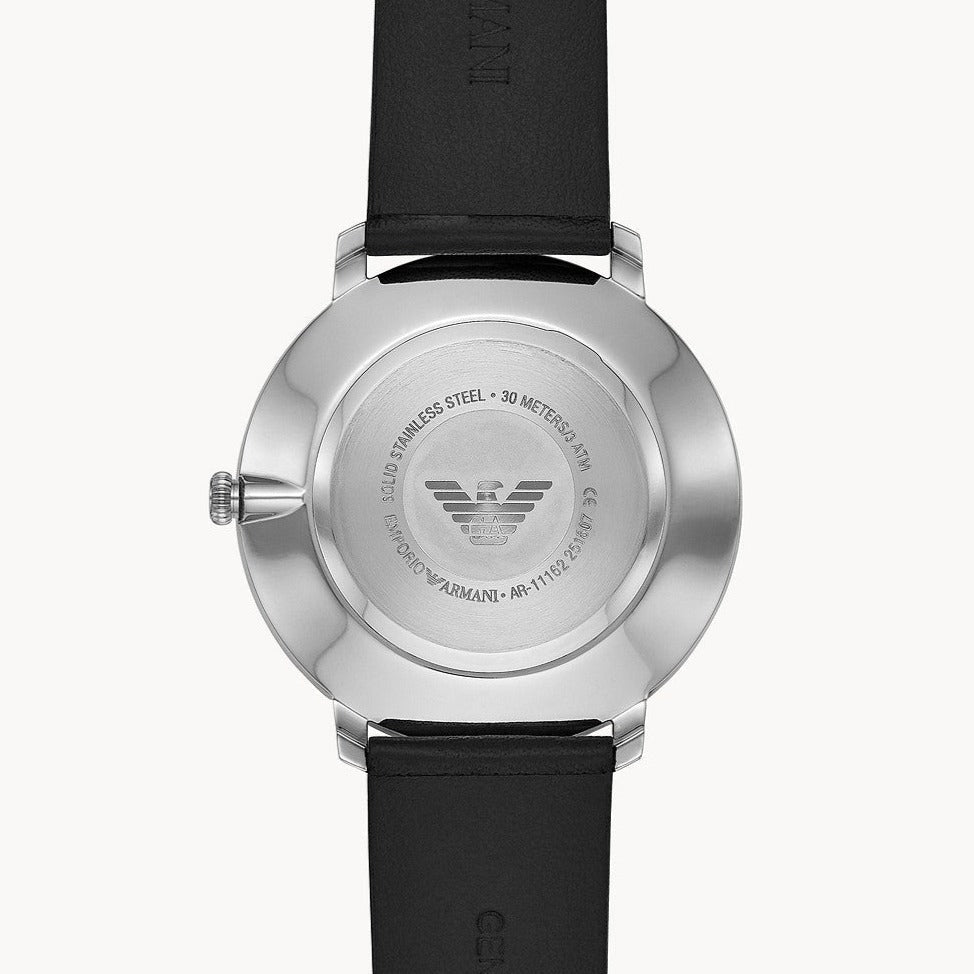  Shop Authentic Emporio Armani Modern Slim Quartz Grey Dial Black Leather Strap Watch For Men - AR11162 - Luxxuri