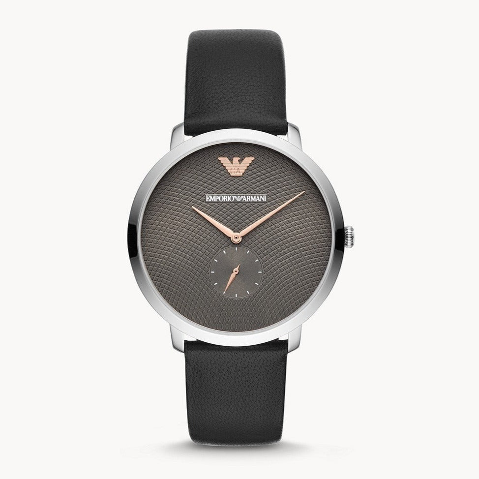  Shop Authentic Emporio Armani Modern Slim Quartz Grey Dial Black Leather Strap Watch For Men - AR11162 - Luxxuri