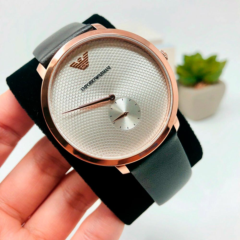  Shop Authentic Emporio Armani Modern Slim Analog Silver Dial Brown Leather Strap Watch For Men - AR11163 - Luxxuri