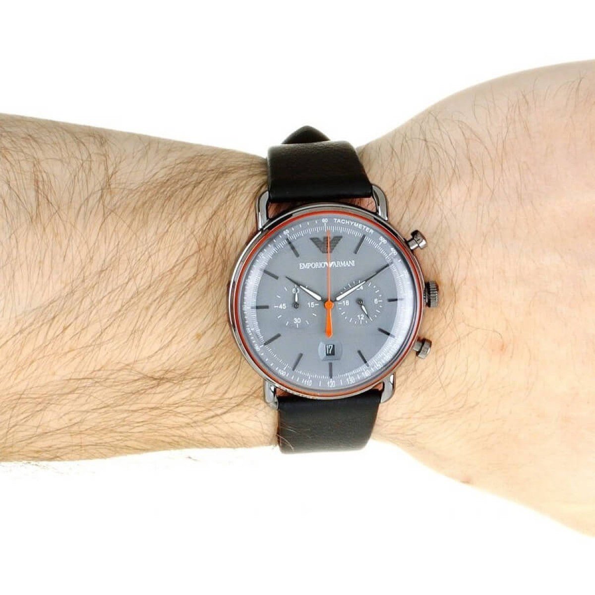  Shop Authentic Emporio Armani Aviator Grey Dial Grey Leather Strap Watch For Men - AR11168 - Luxxuri