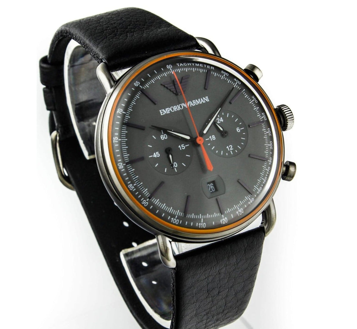  Shop Authentic Emporio Armani Aviator Grey Dial Grey Leather Strap Watch For Men - AR11168 - Luxxuri
