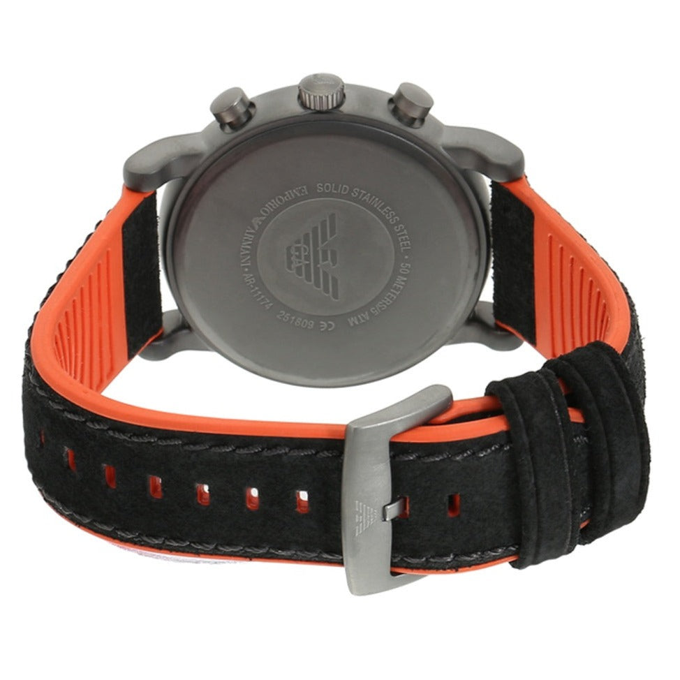  Shop Authentic Emporio Armani Chronograph Quartz Grey Dial Black Leather Strap Watch For Men - AR11174 - Luxxuri