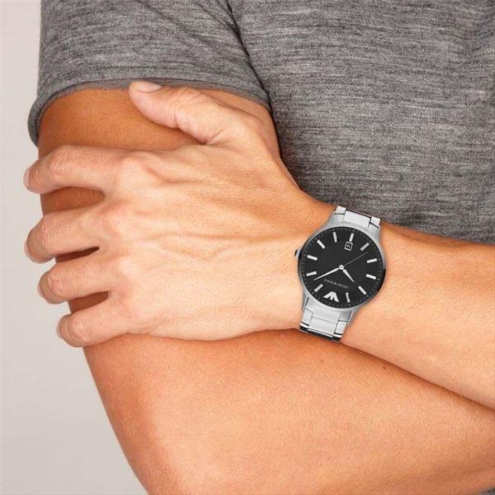  Shop Authentic Emporio Armani Renato Quartz Black Dial Silver Steel Strap Watch For Men - AR11181 - Luxxuri