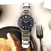  Shop Authentic Emporio Armani Renato Quartz Black Dial Silver Steel Strap Watch For Men - AR11181 - Luxxuri