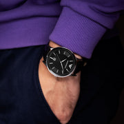  Shop Authentic Emporio Armani Renato Analog Black Dial Black Leather Strap Watch For Men - AR11186 - Luxxuri