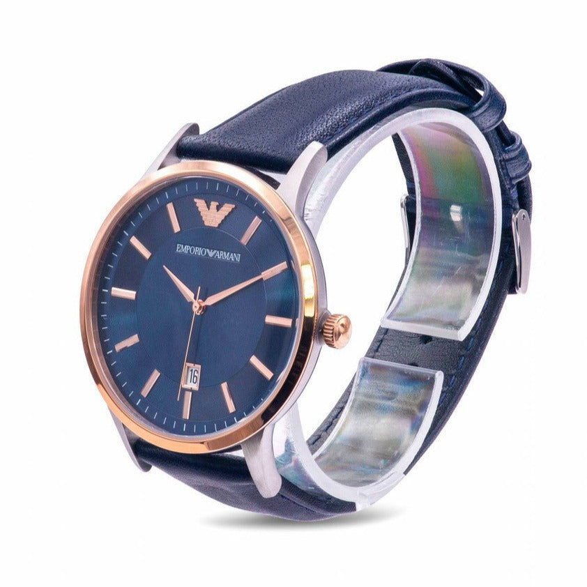  Shop Authentic Emporio Armani Renato Analog Blue Dial Blue Leather Strap Watch For Men - AR11188 - Luxxuri