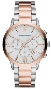  Shop Authentic Emporio Armani Giovanni Chronograph Quartz White Dial Two Tone Steel Strap Watch For Men - AR11209 - Luxxuri